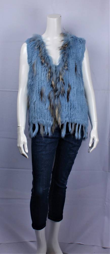 Alice & Lily rabbit fur vest blue STYLE: SC/4374BLU JUST $55.00